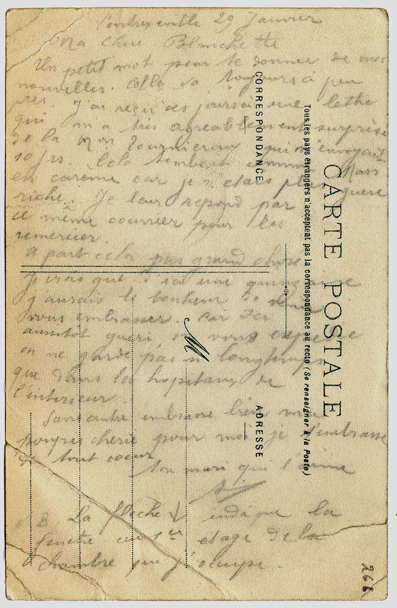 message written from the Hotel Harmand in January 1916